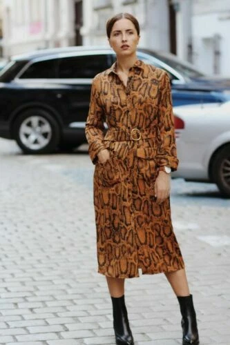 ZARA GOLD BLACK snakeskin print long sleeve midi dress S 8 with belt & pockets 20.00 - PicClick UK ZARA GOLD BLACK snakeskin print long sleeve midi dress S 8 with belt & pockets 20.00 - PicClick UK