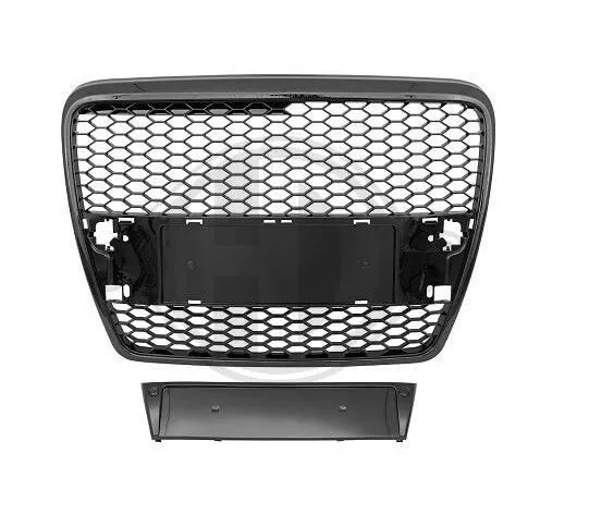 Frontgrill für Audi A6 4F Bj 04-08 Kühlergrill Grill ohne Emblem schwarz glanz