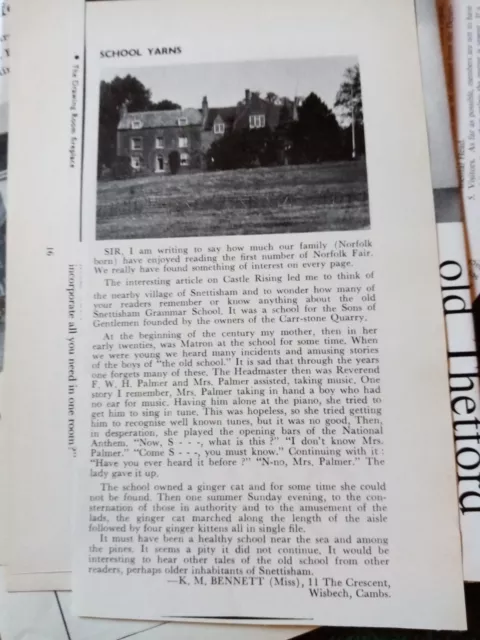 Xm27 Ephemera 1960s Article Snettisham Grammar School Miss K M Bennett