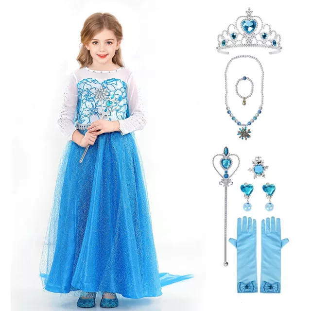 Kinder Mädchen Eiskönigin Kleid Frozen 2 Prinzessin Cosplay Kostüm Karneval