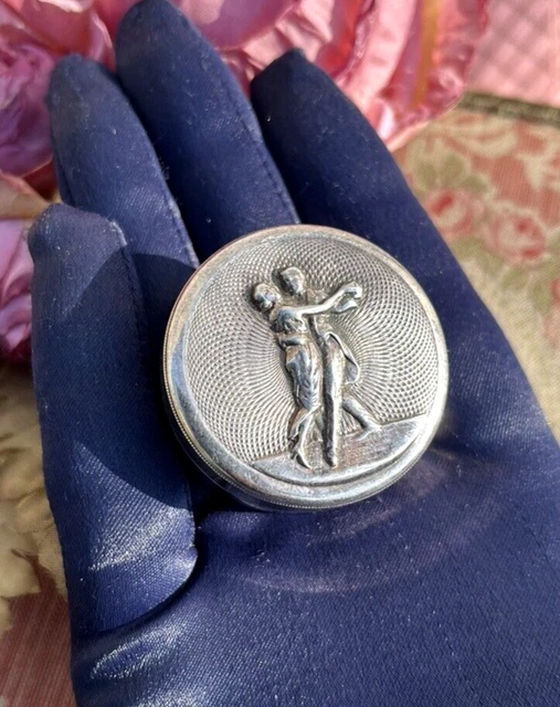 Broche Ancienne Passe à Foulard - Métal Argenté, Décor Art Nouveau, Vintage En Très Bon état
