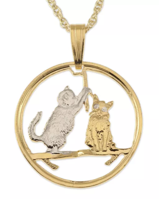 Cat Coin Pendant , Somalia Kittens Coin Hand Cut,  3/4" diameter( # 726 ) 2