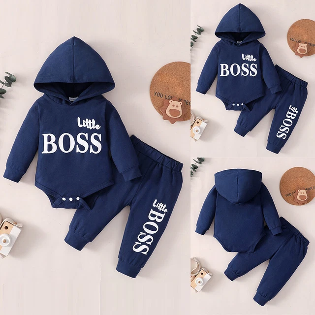 Newborn Baby Boys Hooded Romper Tops Pants Outfits Tracksuits Set Kids Clothes