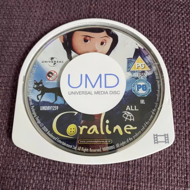 Coraline Movie Sony PSP UMD Media Disk - Tested And Working - Fast & Free Post