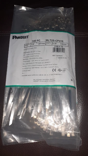 Fascette cavo elettrico originali Panduit MLT2S-CP316 lunghezza 7,9" larghezza 4,6 mm X 100