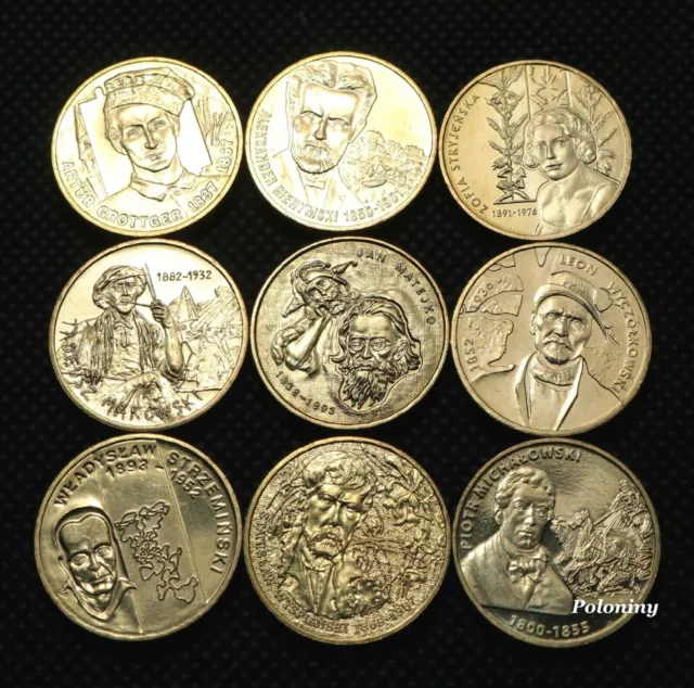 Lot Of Nine Commemorative 2 Zlote Coins Of Poland -Polish Famous Painters Series