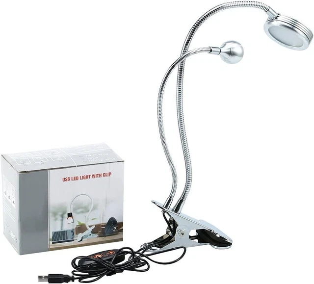 Clip luminosa a collo di cigno regolabile su lampada a LED a doppia testa, 2in1