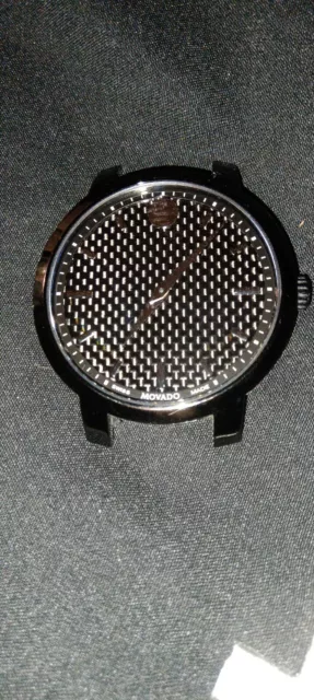 Swiss Movado Men's Watch Gravity Carbon Fiber Case Black Bezel Sapphire Crystal