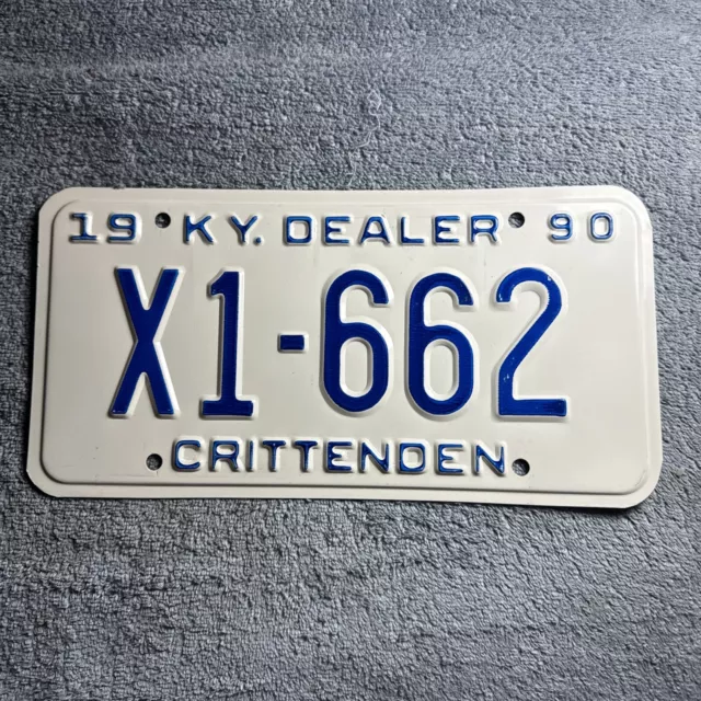 1990 Crittenden County Kentucky Dealer License Plate X1-662