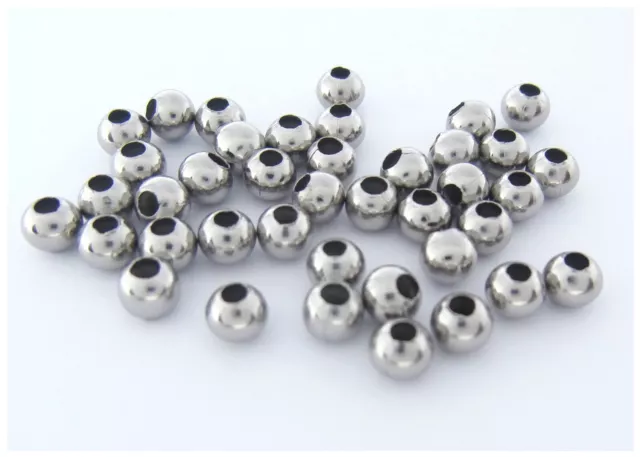 100 x EDELSTAHL Perlen Ø 4 mm Spacer Metall Stopper Hohlkugeln rund silber Kugel 3