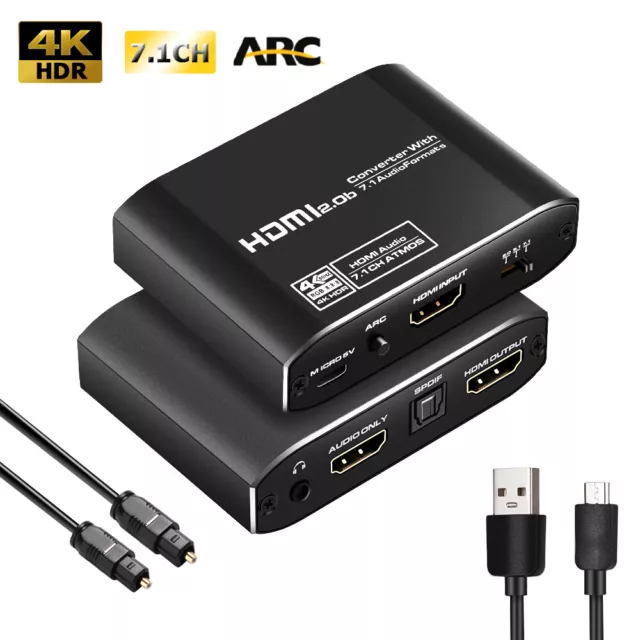 4K 60Hz HDMI2.0b Video Converter HDR ARC 7.1CH Audio Extractor for PS4 PS5 PC TV