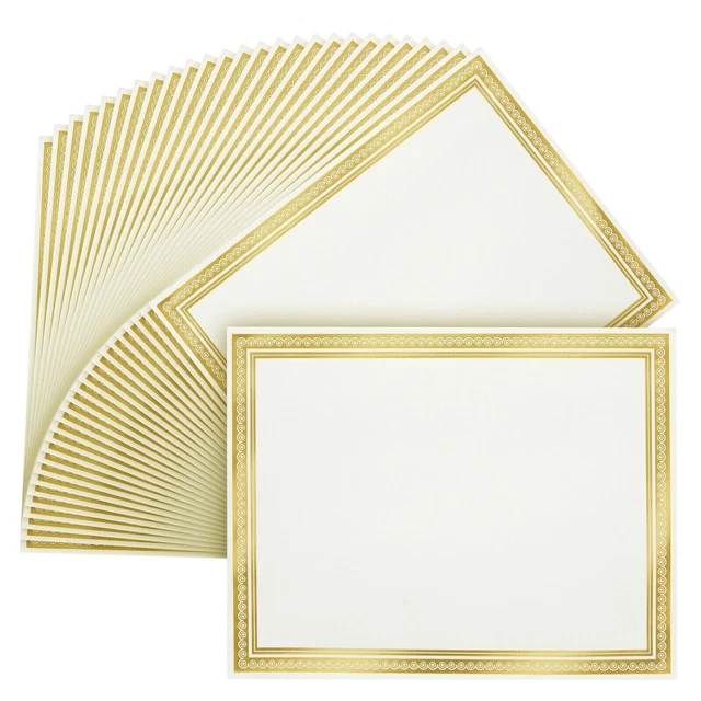 50 Sheets Certificate Paper for Printing with Gold Foil Border (8.5 x 11 In)