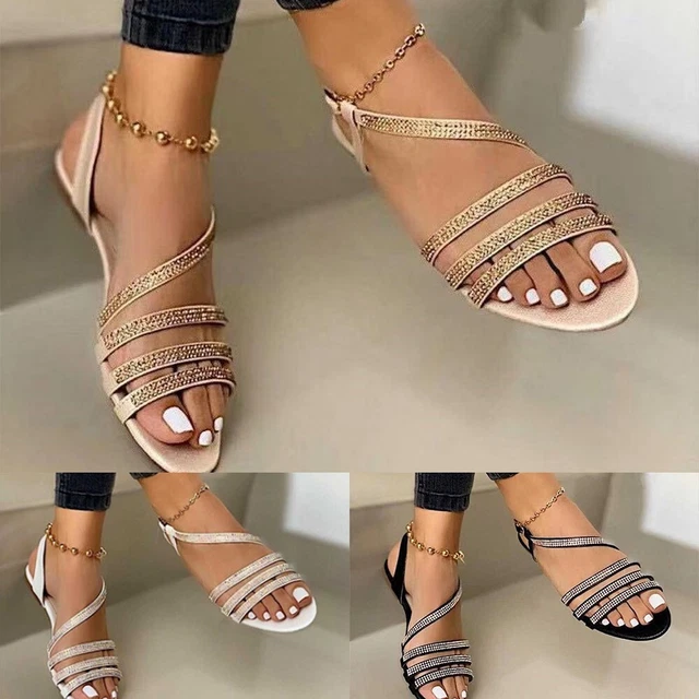 SANDALES MODERNES CHAUSSURES plates pour femmes bout ouvert bling