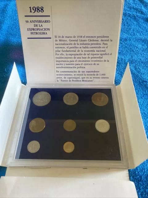 1988 Banco De Mexico 8 Coin Set