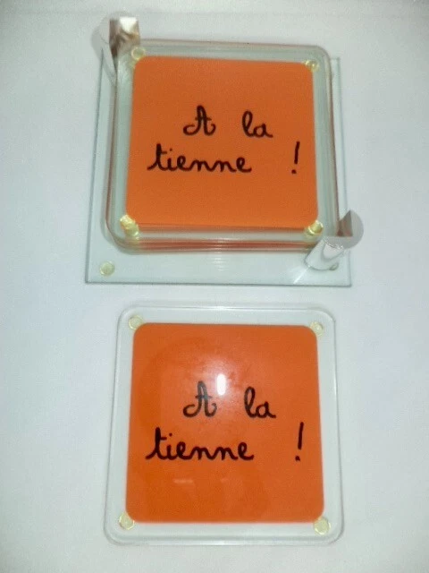 Set De 8 Dessous De Verre Vintage En Bois Et Liège - Style Rétro Années 70 - Fabriqué En France