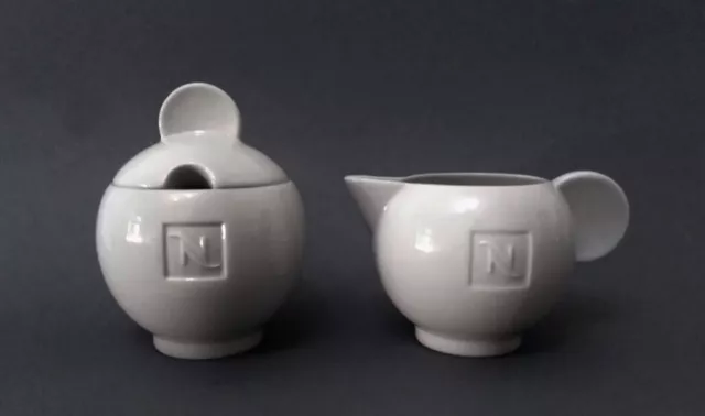 Rare Nespresso 'mouse ear' postmodern design sugar bowl & milk pot 1990's