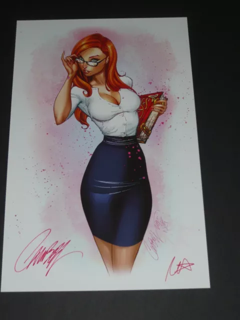 GFT Call of Wonderland Red Art Print Signed By J Scott Campbell & Nei 11X17