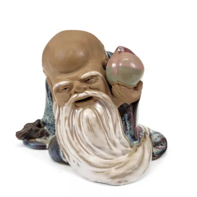 CHINESE GOD OF Longevity Shou Lao (Shoulao) Figurine Statue Glazed
