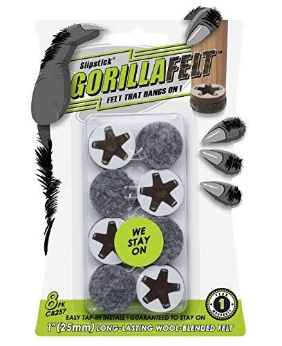 GorillaFelt CB257 Chair Leg Floor Protectors/Felt Glides (Set of 8) Tap On Fe...