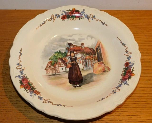 PLAT saladier SARREGUEMINES OBERNAI faiencerie décors D'ALSACE strasbourg LOUX