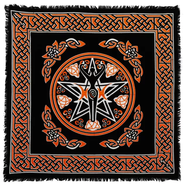 Altar Cloth Orange Goddess Pentagram Witchcraft Alter Tarot Spread Spiritual