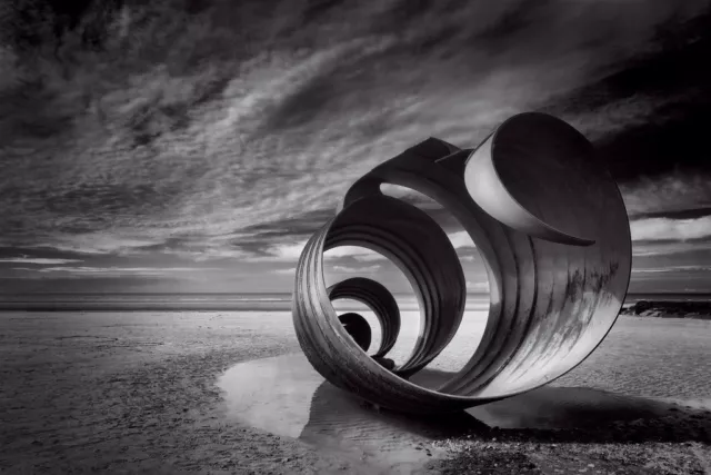 Marys Shell Cleveleys Beach Lancashire UK Black And White Poster 18x12