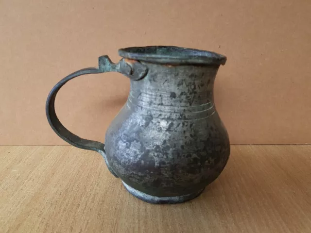 ANTIQUE 150 year old OTTOMAN GENUINE COPPER WINE JUG HAND FORGED 19th century