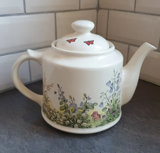 Large Wade Pottery Teapot English Countryside Wildflowers Mouse 5x Mugs Tea