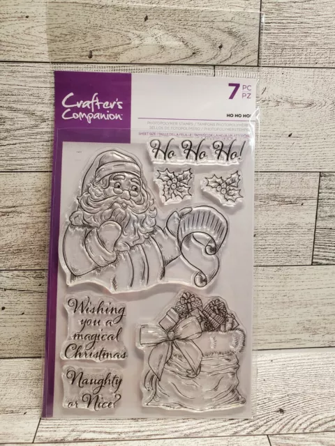 Crafters Companion Ho Ho Ho Santa  Claus Christmas Photopolymer Stamp set New