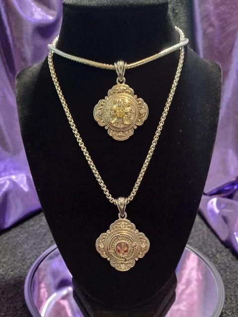 Ginger Snaps 2 Snake Chain Pendant Necklaces Fancy Rhinestone Charm (293)