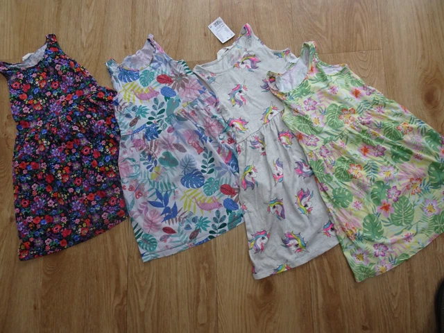H&M bambina confezione da 4 abiti estivi da sole pacchetto vestiti ETÀ 6 - 7 ANNI eccellente