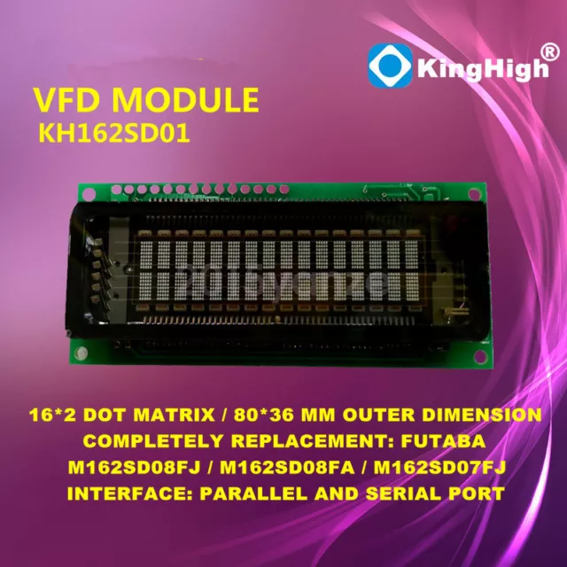 16x2 Dot Matrix Characters VFD Display Compatible with LCM1602 FUTABA M162SD07FA
