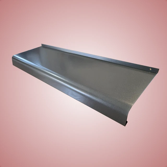 Banco finestra arrotondato in alluminio in lamiera di alluminio argento scuro RAL 9007, Sims