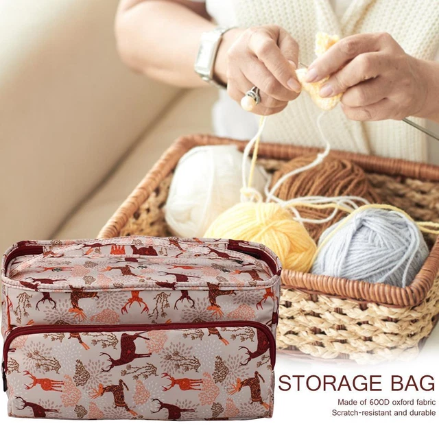 Yarn Crochet Hook Bag Knitting Needles Sewing Tools Tote Case (36x18.5cm)