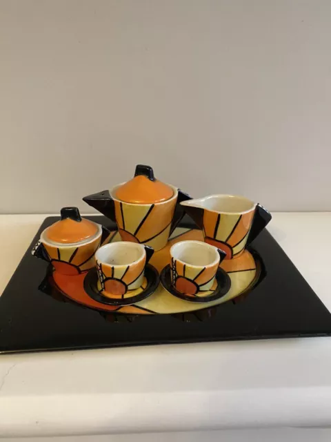 Lorna Bailey Sunburst Miniature Tea Set Rare Old Ellgreave Pottery