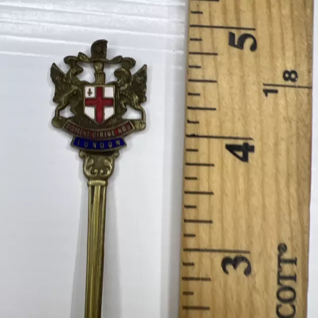 London England Made EPNS Silver Plated Enamel Crest Flag Vintage Souvenir Spoon 3