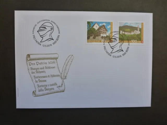 Switzerland 2016 Fortresses & Castles Pair Stamps First Day Cover