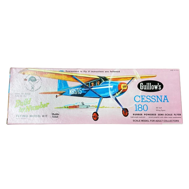 Vtg Guillow's Cessna 180 Wood Flying Model Airplane Kit 601 20" Wing Span NEW