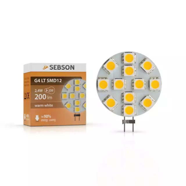 LED Lampe G4 warmweiß 3W / 20W 200lm GU4 Leuchtmittel 12V Stiftsockel SEBSON