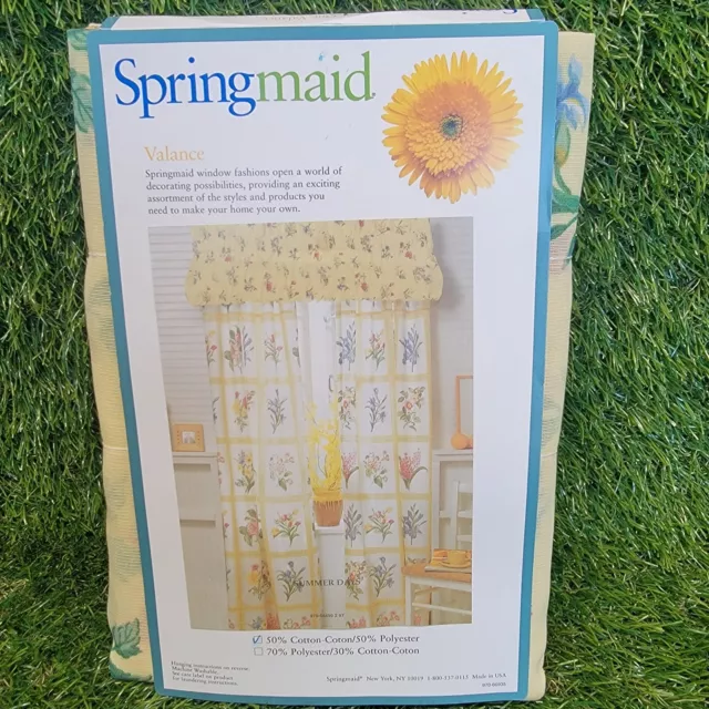 VTG Springmaid Valance Straight or Blouson 84"X15" Summer Days Floral Yellow NEW