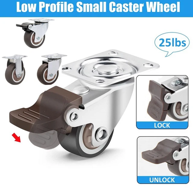 Small Heavy Duty Casters Wheels Rubber Castors Swivel 3 sizes NL8 Furniture Z5M3