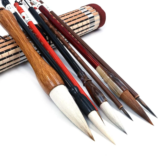 Set 3 Pennelli Calligrafia Cinese E Giapponese - Ideale Per Principianti E Artisti - Foto 4