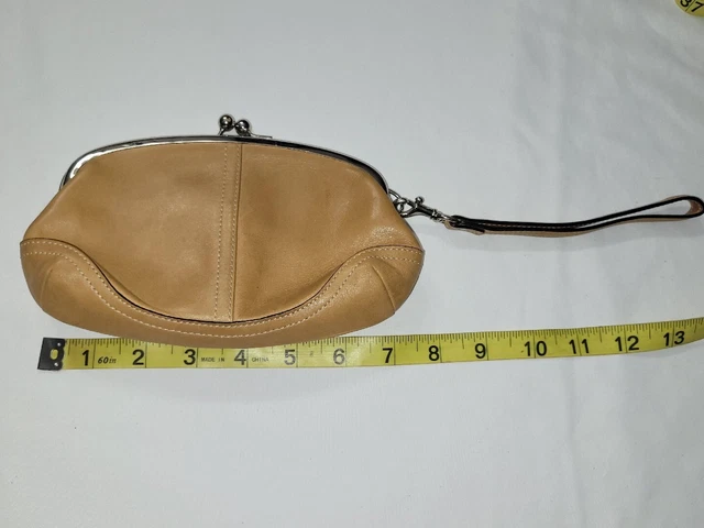 Coach Legacy Tan Leather Kisslock Wristlet Wallet