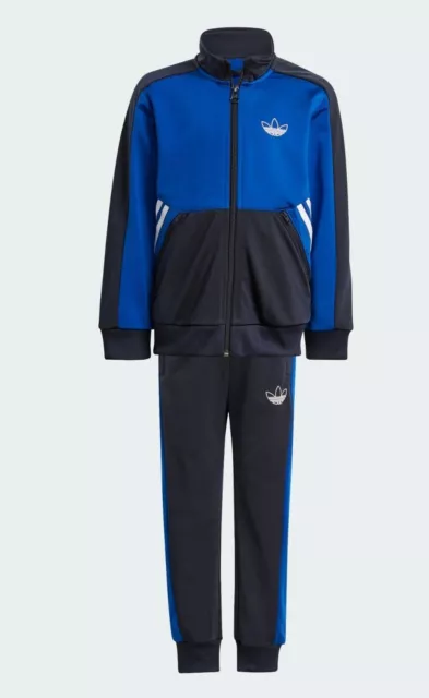 Jungen Adidas Trainsuit Unterteile Top Jacke Hose Kinder Jogger Blau Original 7-8