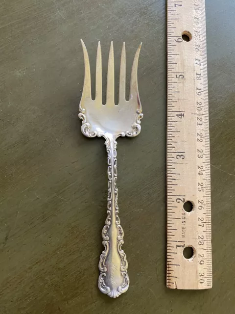 Large 6” Louis XV Sardine Or Serving Fork Whiting Sterling Silver Pat 1891