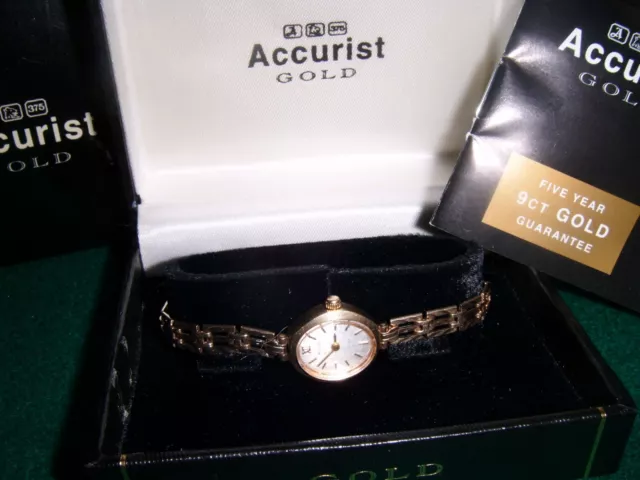 ACCURIST LADIES 9CT Solid Gold Gate Bracelet Watch GD 2868