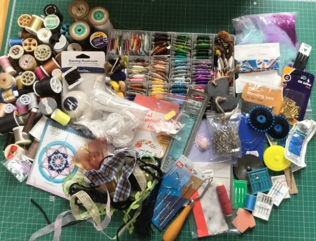 needlework sewing craft embroidery thread bundle job lot needles trims kits