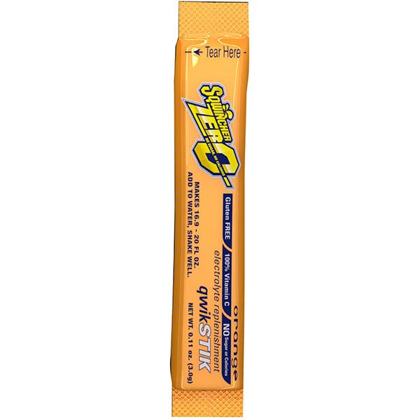 Sqwincher Qwik Stik Zero Single Serve, 0.11 oz Packs, 20 oz Yield, Orange,