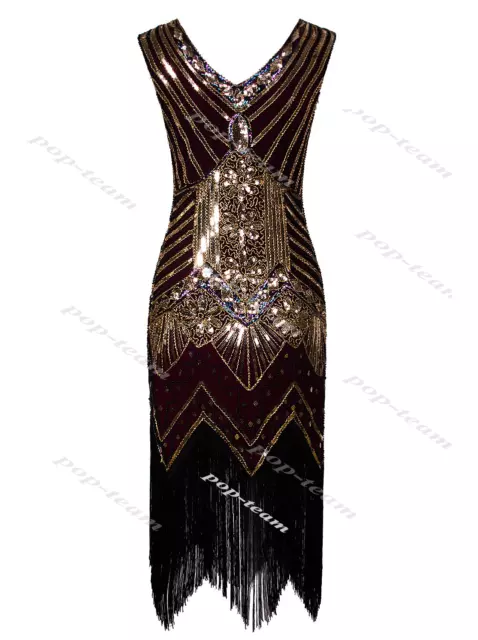 1920s Flapper Gatsby Party Evening Cocktail Dress Roaring 20's Costume Plus Size 2