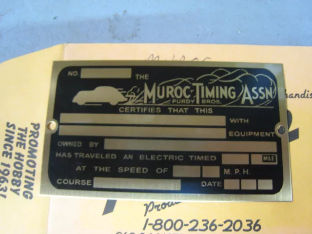 PACIFIC COAST TIMING ASSOCIATION Brass TAG Hot Rod AUTO Racing MIDGET Sprint Car
